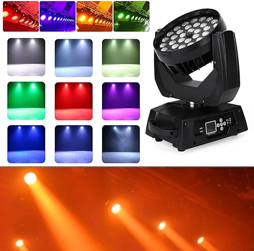 Miniatura 5 de Areyourshop 2 luces de cabeza móvil de 360 W, luces de escenario de 36 x 10 W, RGBW 4 en 1, cabezal móvil de 360 W, luz de escenario de lavado DMX