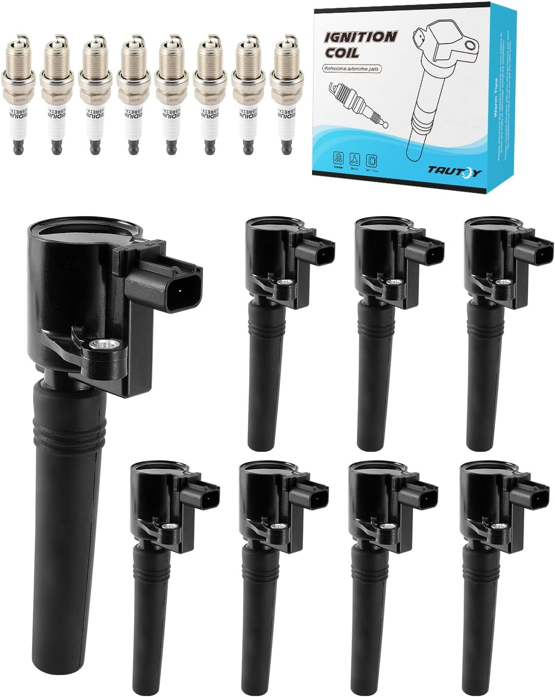 Set of 8 FD506 Ignition Coil Pack & Spark Plugs (3.9L 4.0L 4.2L) For Ford Thunderbird 2002-2005,For Jaguar S-Type 1999-2003,For Lincoln LS 2000-2006,#DG515 DG509 DG529 AJ81373 AJ82545 AJ86468