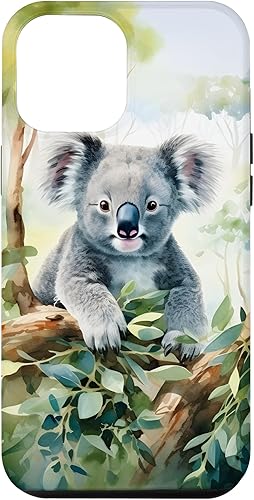 iPhone 12 Pro Max Adorable Koala in a Tree - Funda de acuarela