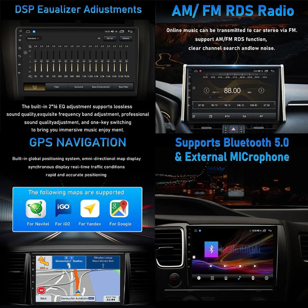 Generico Autoradio Android da 15 Pollici con Touchscreen per Honda Fit Jazz 2004-2007 con Bluetooth, FM, DSP, RDS, GPS, comandi al Volante, Telecamera di retromarcia, Touchscreen HD e Android Auto (D