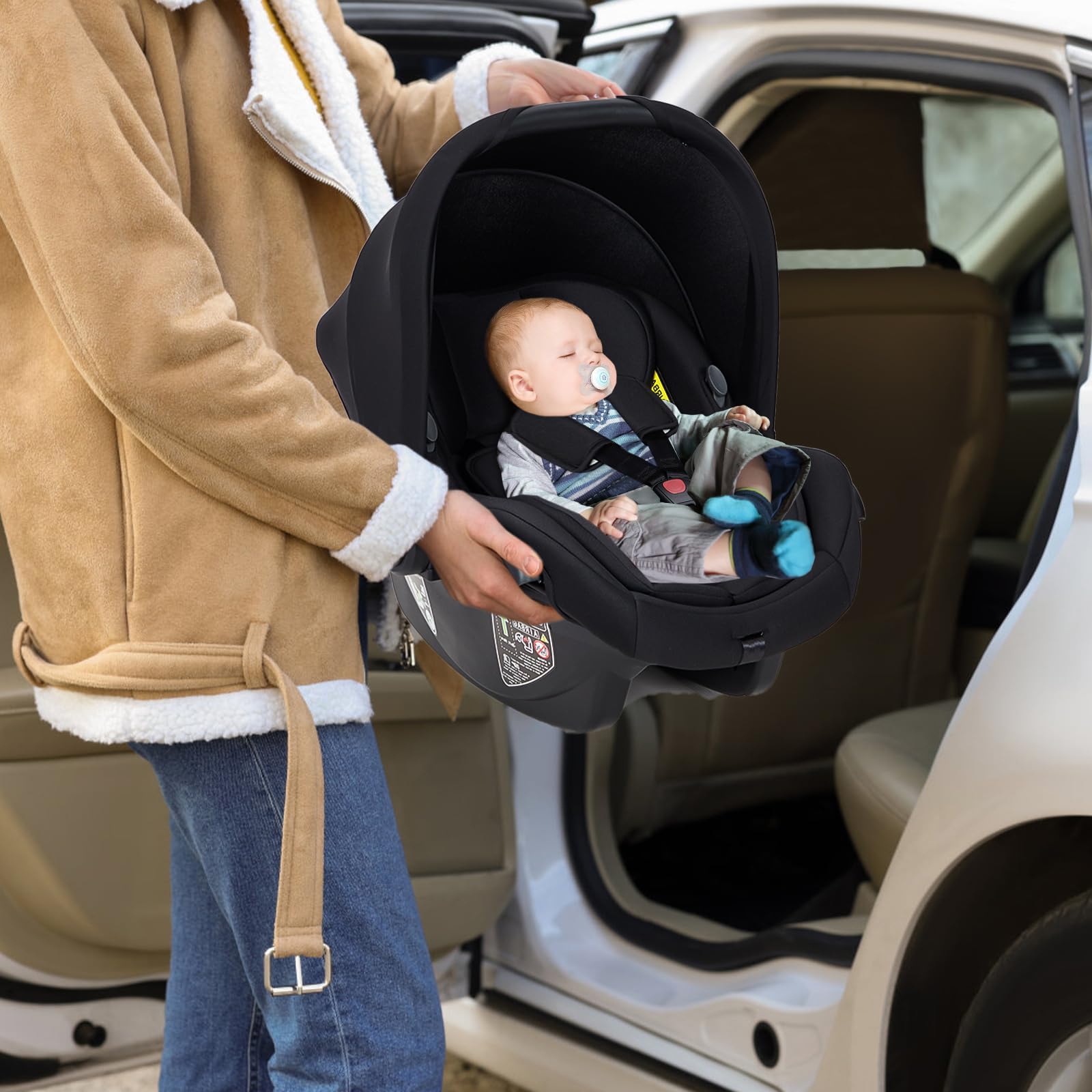 Poussette 3 en 1 Compacte avec Nacelle, Cosy et Siège Sport – Ensemble Évolutif de Naissance à 26 kg – Châssis Léger, Pliable pour Voyage en Cabine – Confort Tout Terrain, Noir