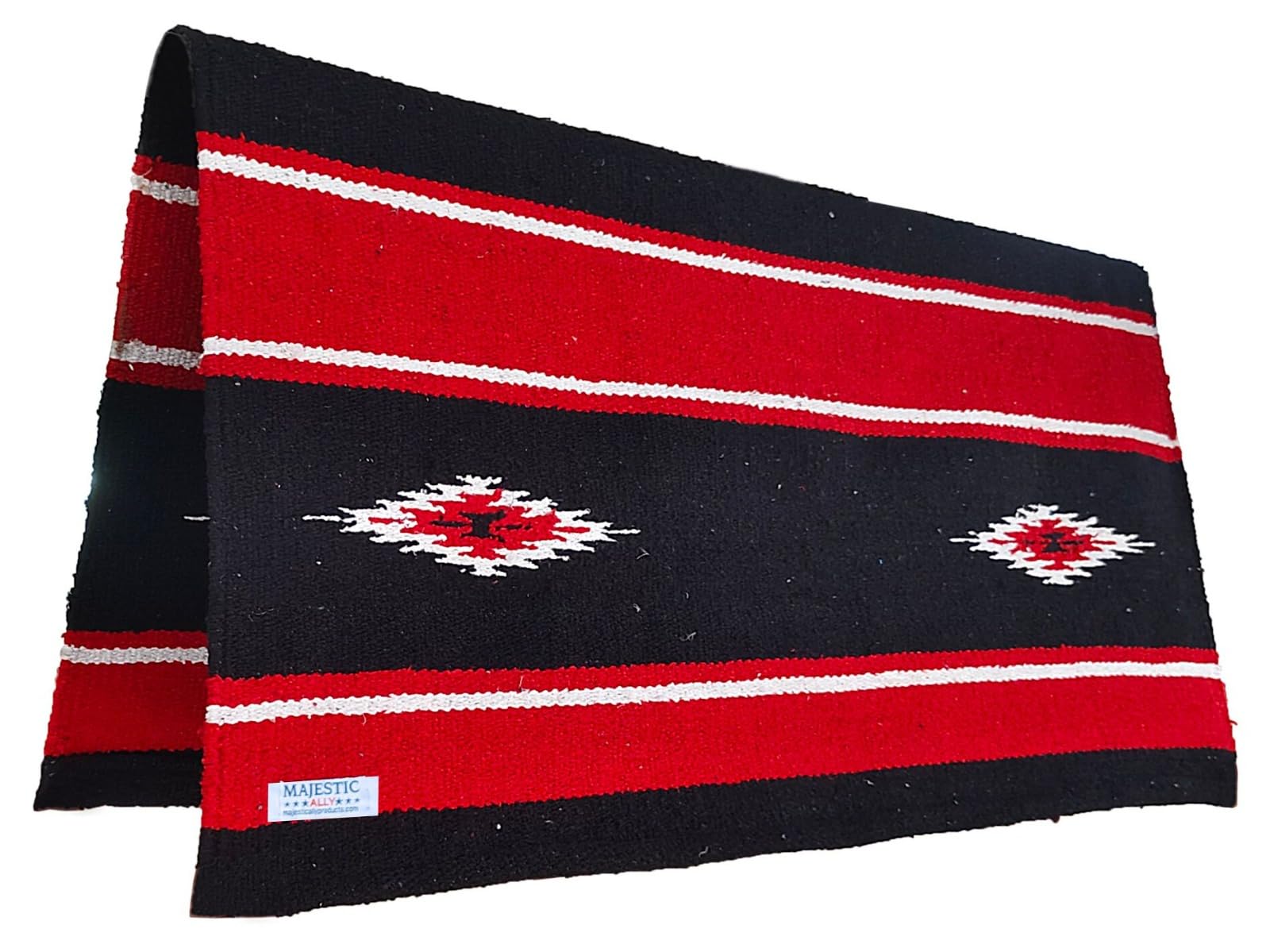 Majestic Ally 36"x 34" Navajo Design Acrylic Saddle Blanket -2.4 lbs (Red and Black), 36"x34" - Image 3