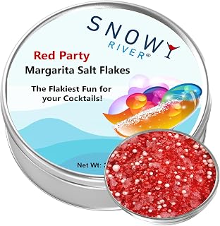 Snowy River Margarita Salt Flakes - Red Party (1x3oz Tin); Naturally Colored Premium Cocktail Rimming Salt; Margarita Rimming; Culinary & Dessert Decorating
