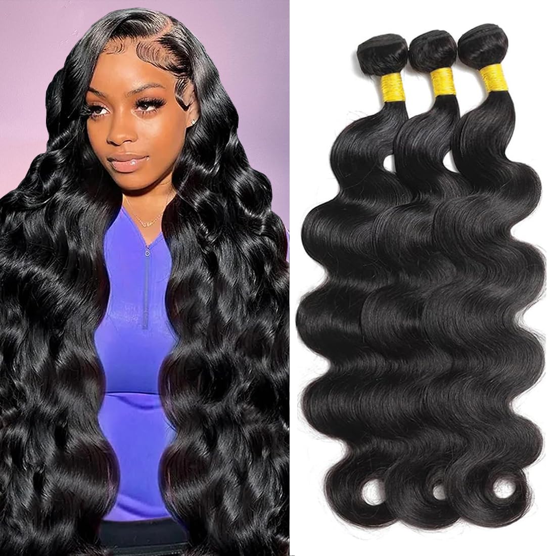 12A Human Hair Bundles 26 28 30 Inch Body Wave Bundles Human Hair Weave 3 Bundles Human Hair 100% Unprocessed Brazilian Bundles Hair Body Wave Hair Bundles Deals Human Hair Bundle Natural Black