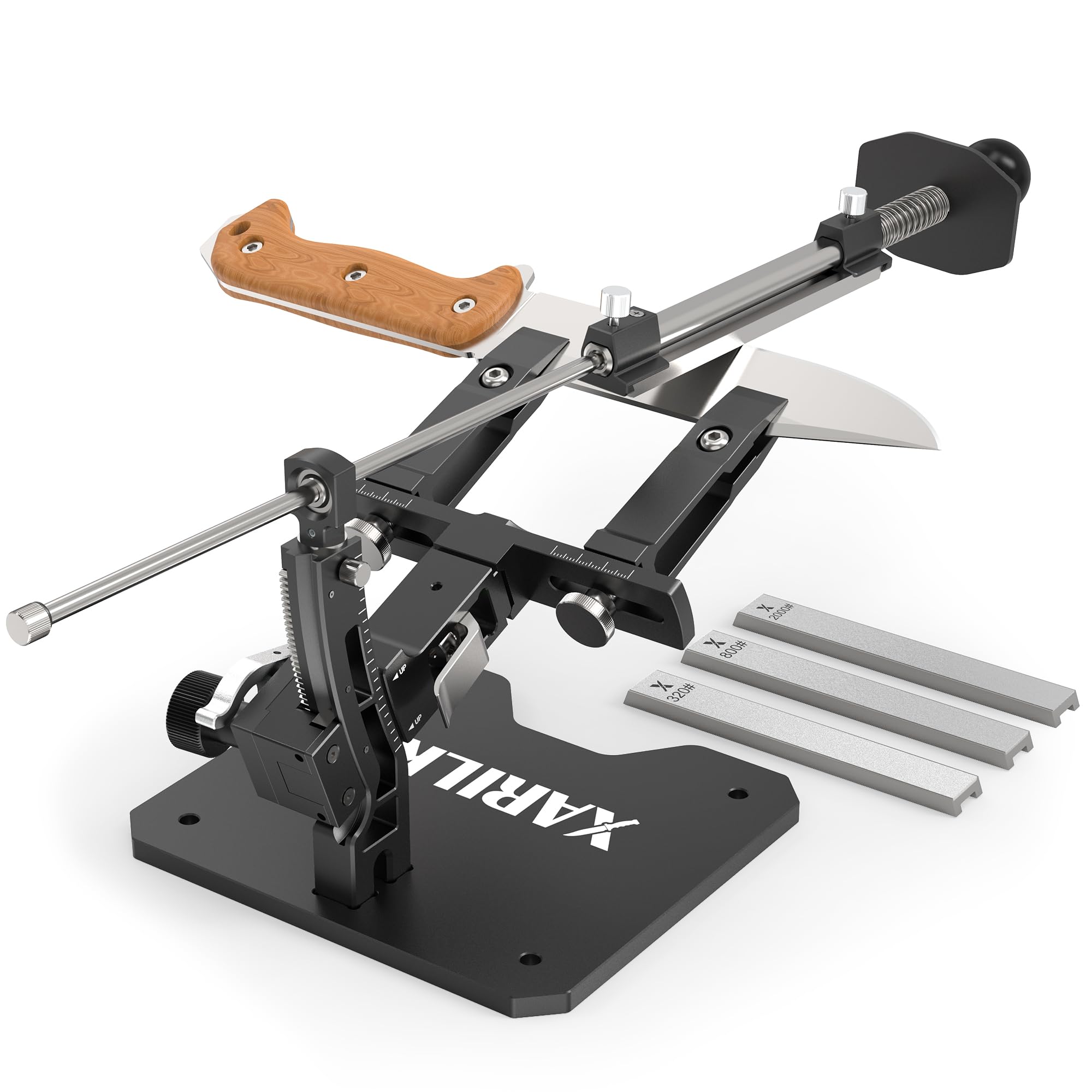 GEN3 Guided Knife Sharpening System, Aluminium | Professional knife sharpener, Knife Sharpening Kit W / 3 Al Plates Diamond (320#, 800#, 2000#) for For Hunting & Kitchen Knives