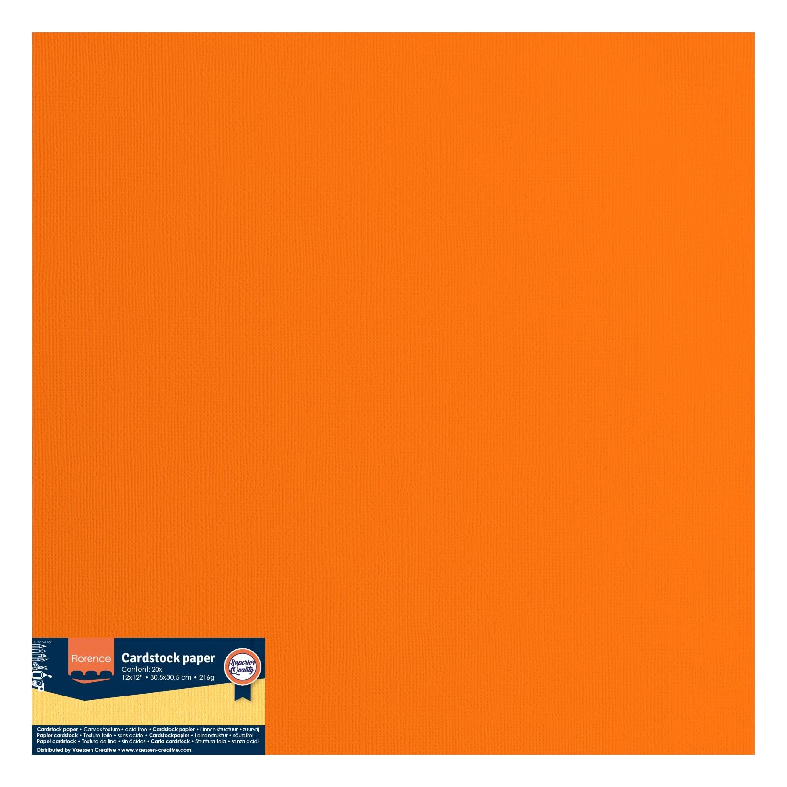 Papier Cartonné Florence Jaune Rugueux 216 G/m² – 30,5 × 30,5 Cm – 24 Feuilles – Idéal Scrapbooking & Carterie