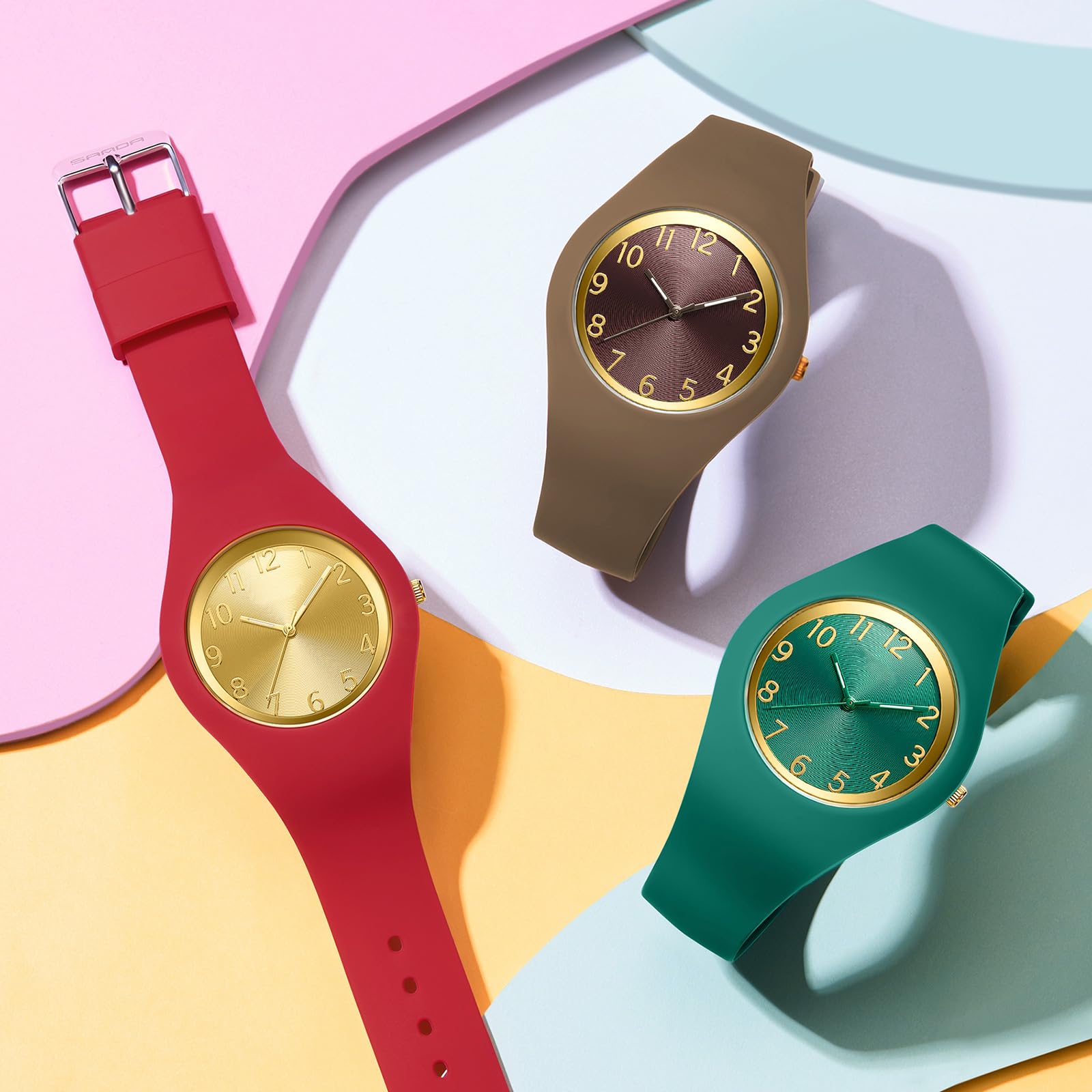Reloj de pulsera para mujer, analógico, de cuarzo, correa de silicona, resistente al agua, 5 ATM, luminoso, deportivo, para niños, niñas, jóvenes, mujeres, relojes de números grandes, analógicos,