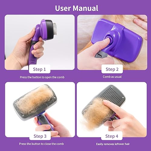 Miniatura 6 de Self Cleaning Slicker Brush for Dogs & Cats, Skin Friendly Deshedding Grooming Tool, Hair Removal, Pet Supplies Accessory
