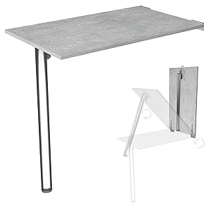 Mesa plegable de pared con pata de mesa Tablero de escritorio 80x50 cm de hormigón Mesa de comedor plegable Mesa de cocina para la pared Mesa de pared Mesa plegable para montaje en pared