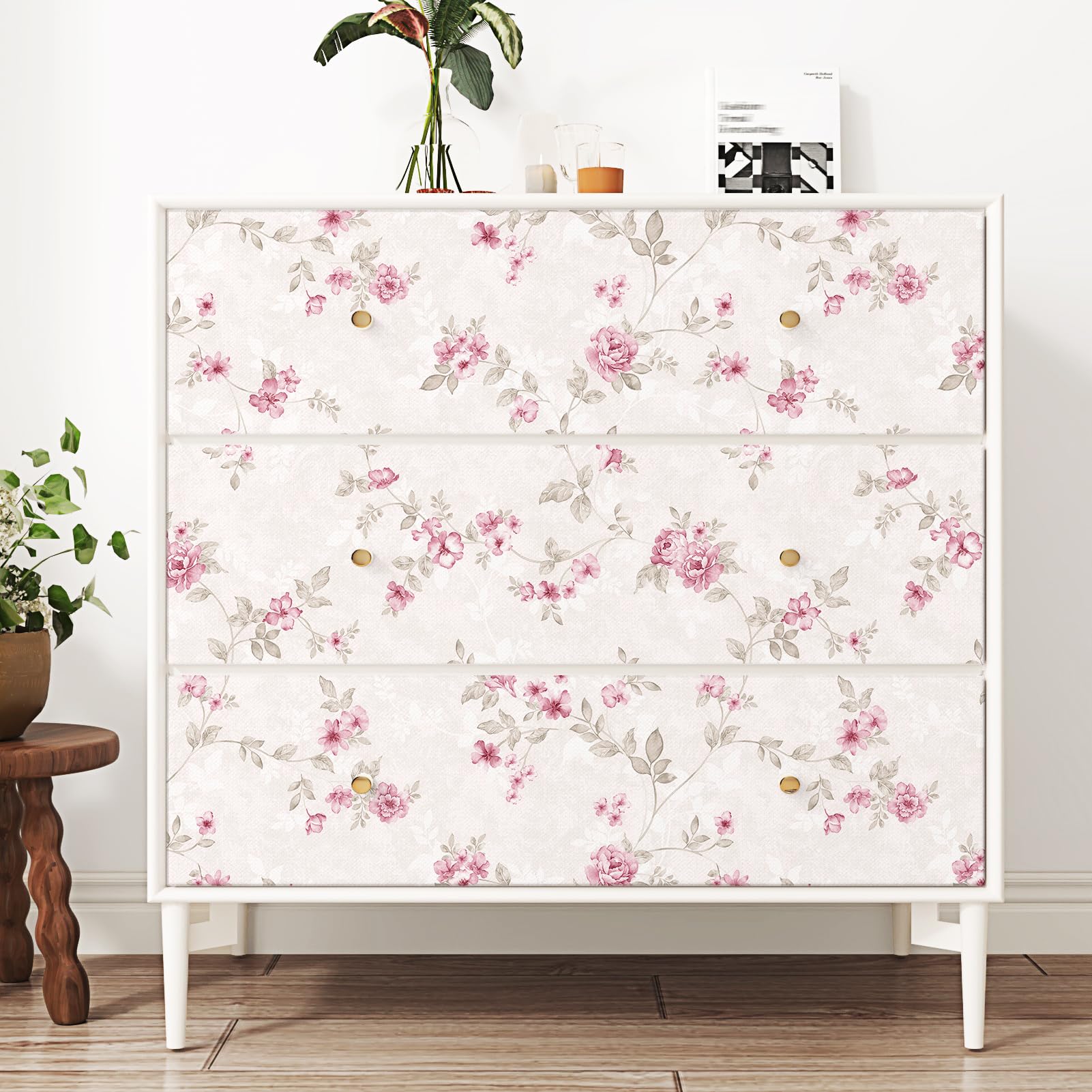 Elegancka różowa tapeta księżniczki, kwiatowa, odklej i przyklej, tapeta do sypialni, łazienki, 44 x 200 cm, tymczasowy, samoprzylepny, usuwalny papier kontaktowy do szafek, blatów, półek