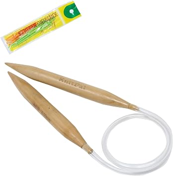 KnitPal 60-inch 150cm Thick Oak Wooden Circular Knitting Needles with Cable - US Size 36 20mm - Large Knitting Needles for Chunky Yarn with eBook