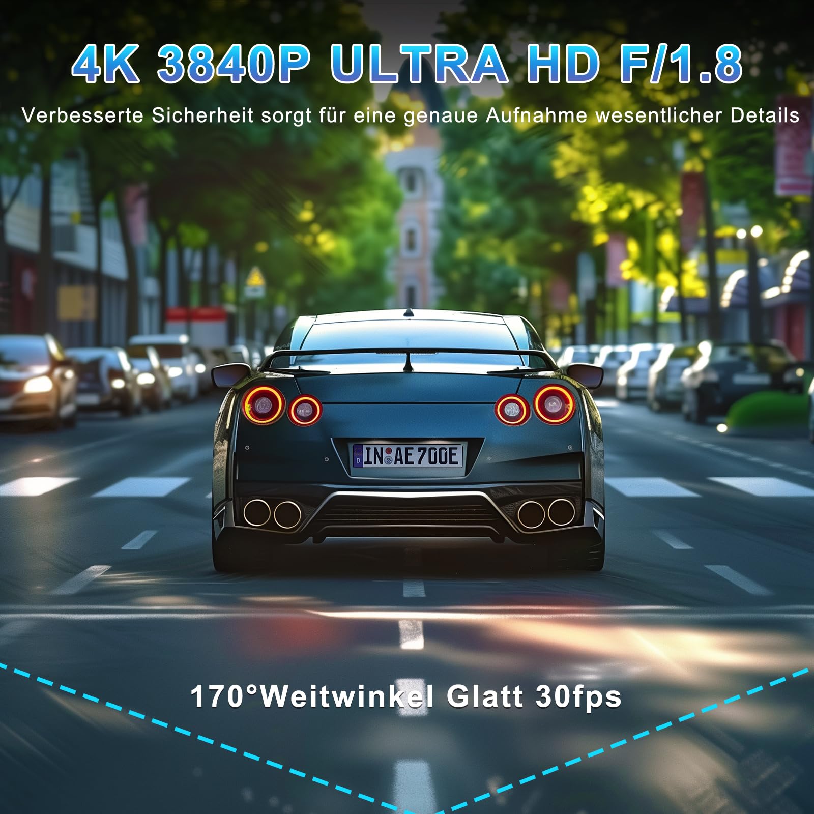SIGRILL 4K/2K+1080P Dashcam Auto Vorne Hinten,WiFi Dash Cam mit 64GB SD Karte, Dasch-cam Auto Nachtsicht, 170°Weitwinkel WDR, 24/7 Parküberwachung Funktionalität, G-Sensor, Loop-Aufnahme, Max 256GB