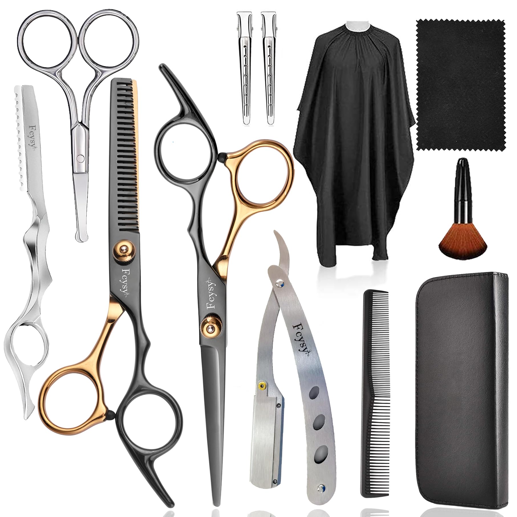 Sponsored Ad - Fcysy Professional Hair Cutting Scissors Thinning Shears Kit, Barber Haircut Shears Texturizing Scissors Set, Hair Trimming Salon Blending Shears Kit for Women Men