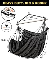 Vista 4 de ADVOKAIR Silla hamaca colgante silla columpio de cuerda XXL – Máximo 500 libras, silla hamaca columpio grande de 70 pulgadas – Barra separadora