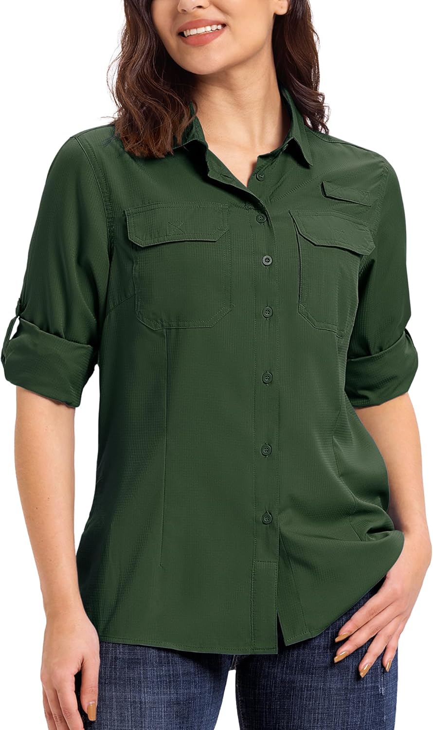 33,000ft Women's UPF 50+ UV Long Sleeve Sun Protection Safari Shirts Quick Dry Outdoor Fishing Hiking Travel Shirt