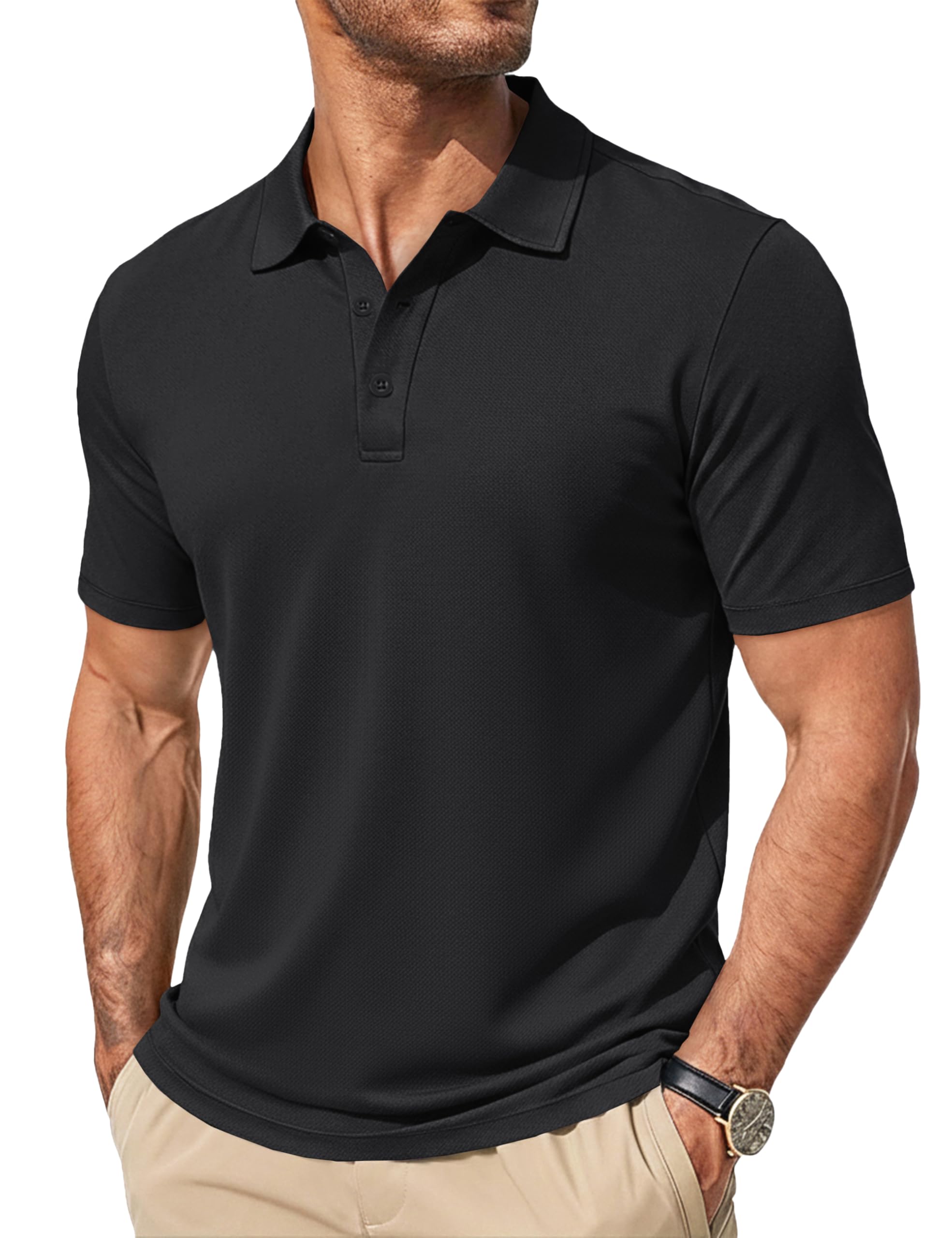 TACVASEN Herren Poloshirt Kurzarm Atmungsaktiv Baumwolle Freizeithemd Regular Fit Sport Shirt für Golf Tennis Outdoor Sommer