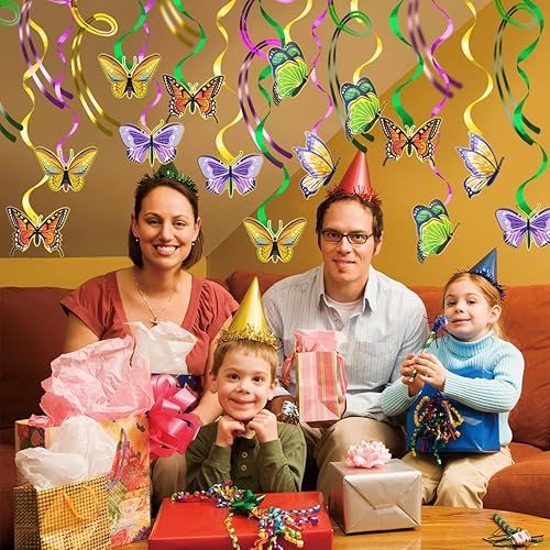 Miniatura 5 de ELANE 30 piezas de decoración de techo de mariposa para colgar, decoraciones de cumpleaños de mariposa para niñas, decoraciones de fiesta de