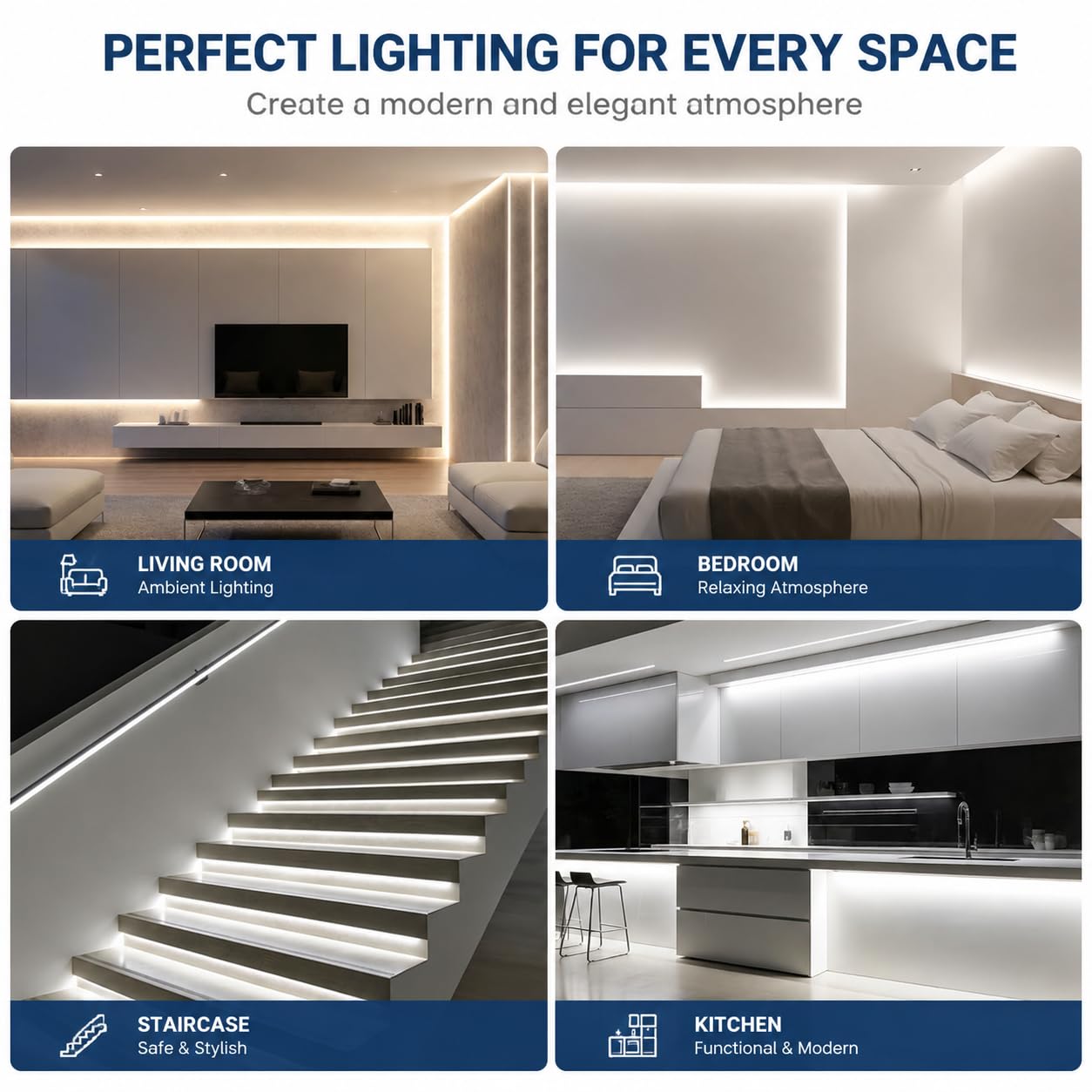 Silver LED Aluminium Profil, Eckprofil mit weißer Abdeckung für LED Streifen bis 10.1mm, 2m x 5 Stück, 15.8mm x 15.8mm, für Wohnraum, Treppenhaus & Flurbeleuchtung