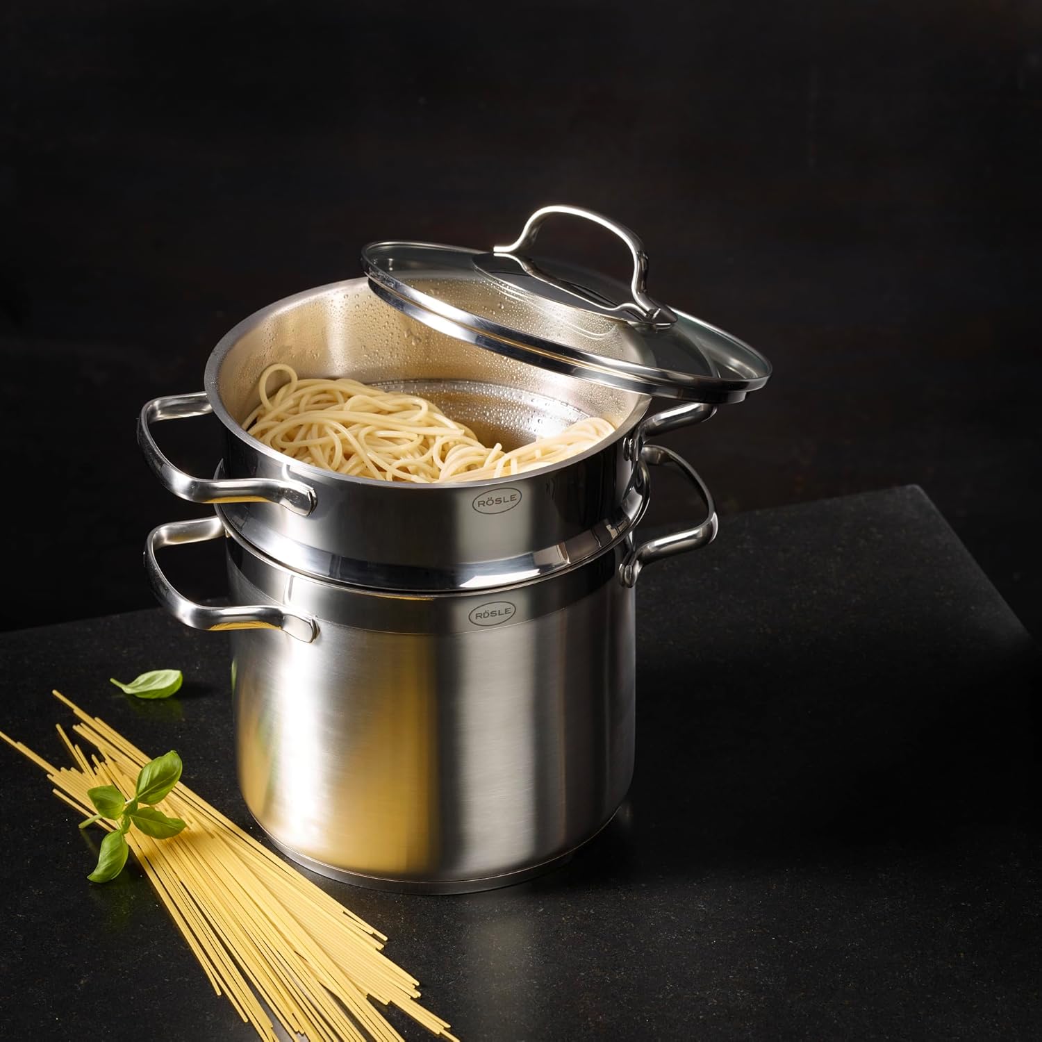 RÖSLE 13153 Pasta Pot Elegance, Stainless Steel, 5 liters