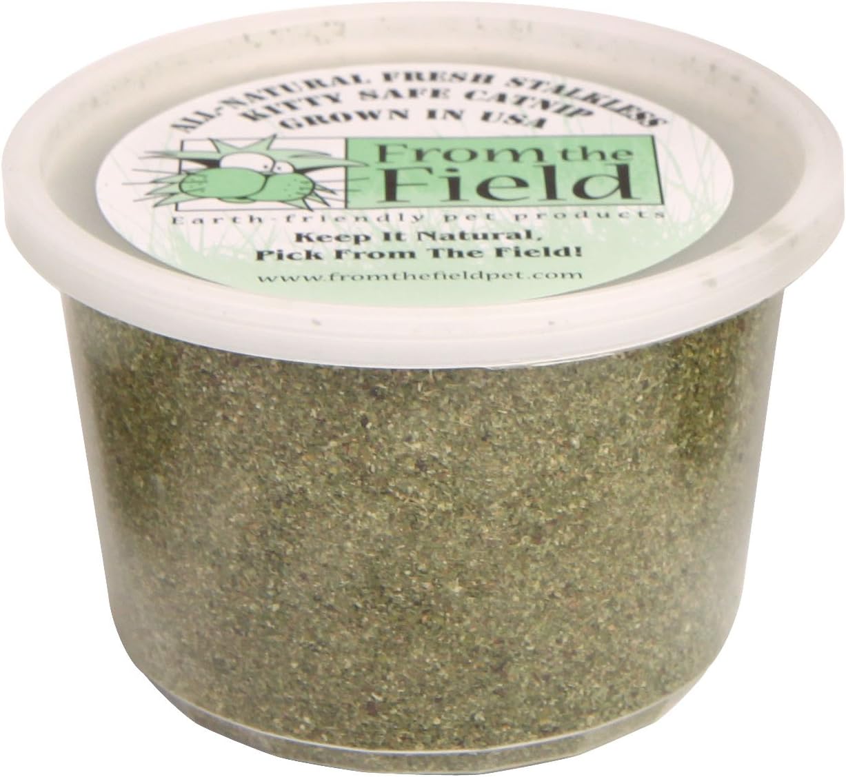 From The Field Fine Ground Stalkless Catnip - Premium USA-Grown, Potent Fresh Catnip for Toys & Playtime | 3.5oz Resealable Tub