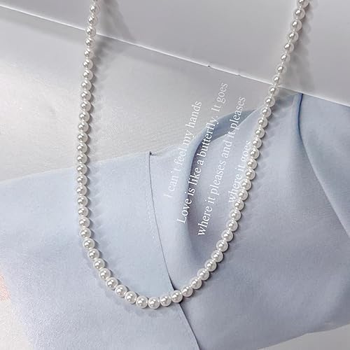 Miniatura 2 de NALISASA Pearl Necklace for Women, 4MM Dainty Round Imitation Pearl Choker Necklace Wedding Pearl Necklace Delicate Jewelry for Women Simple