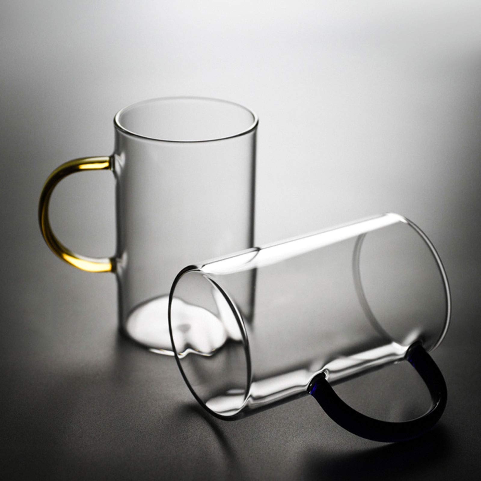 Szklane kubki do piwa zestaw 6 sztuk, szklane kubki z uchwytem 450 ml, duże szklanki do piwa do zamrażarki, kubki do piwa szklanki do picia 450 ml, szklane kubki z półką szklanki do picia (kolor: złoty)