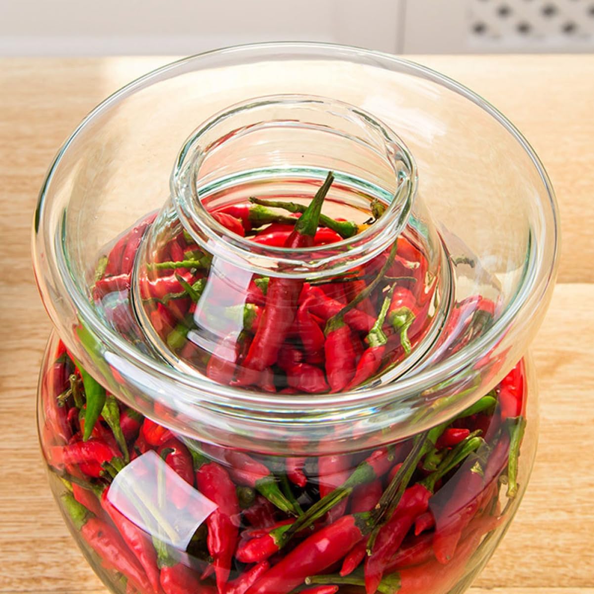 KICHOUSE Elegant Kimchi Altar Glass Pickle Jar Fermentation Crock Storage Jar Lids