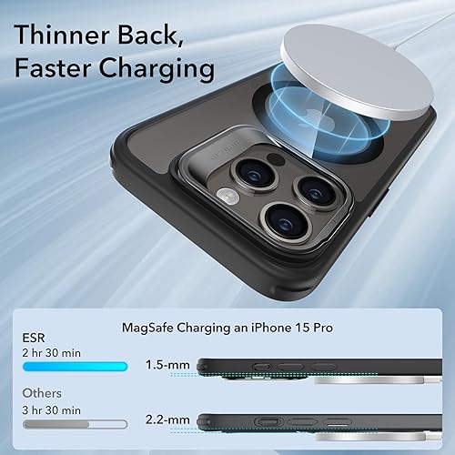 Miniatura 4 de ESR Funda para iPhone 15 Pro, compatible con MagSafe, funda protectora de grado militar, funda para teléfono con soporte integrado, cubierta trasera