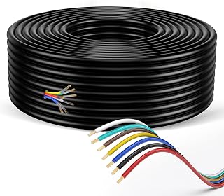 LIMICAR 50FT 14 Gauge 7-Way Trailer Wiring Harness Kit - Heavy Duty Color-Coded 7 Pin Wire for RV, Boat, Truck, Camper (Flexible CCA Cable)