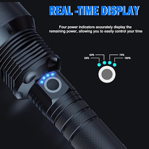 Miniatura 5 de Linterna LED recargable de 5000 lúmenes, linterna de mano impermeable súper brillante, 3 modos (altomedioestroboscópico) para campamento,