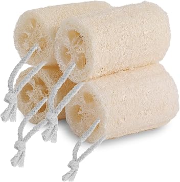 4 Pack Natural Loofah Sponge,Organic Loofah Sponge Organic Luffa Organic Sponge Bath for Shower Scrubbing and Kitchen Cleaning