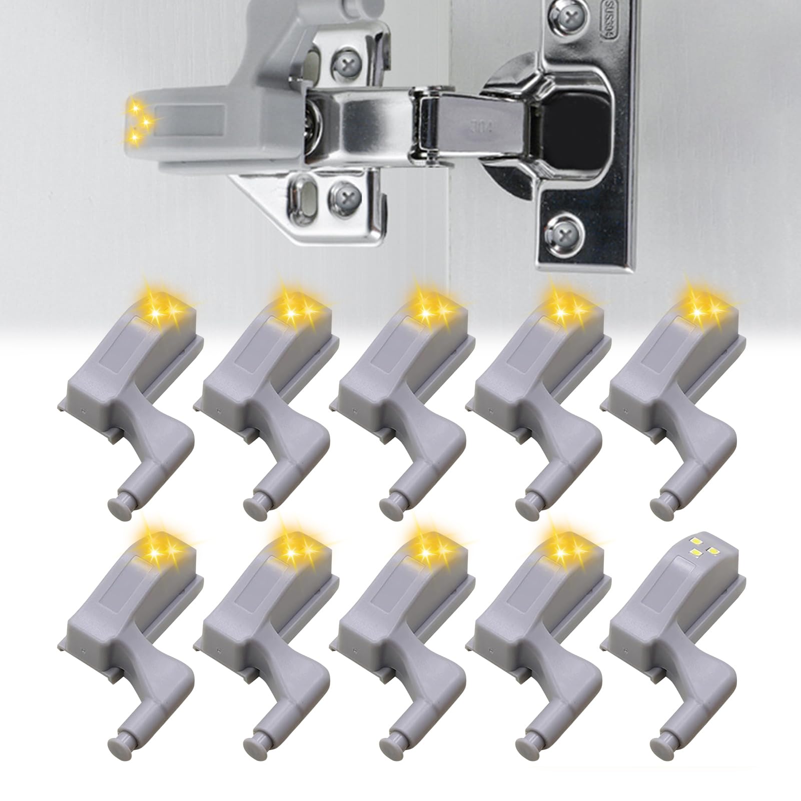 Hinge LED Light, 10-Piece Cabinet Lighting with LED Motion Sensor