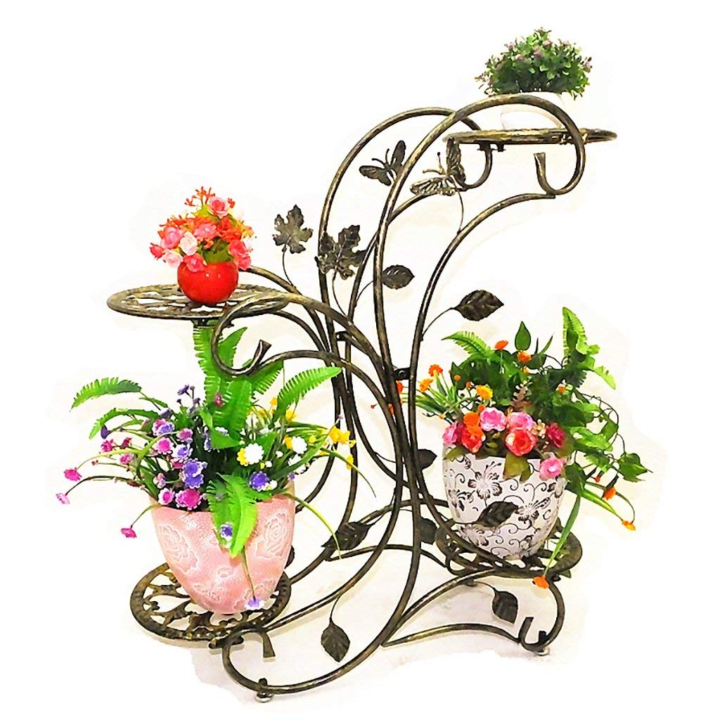 Support pouvant contenir 4 pots de fleurs en fer pour optimiser les petits espaces