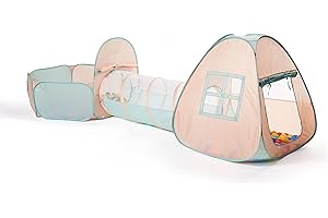UTEX 3 in 1 Pop Up Kids Play Tent with Tunnel and...
