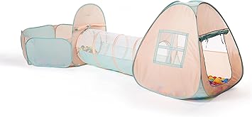 UTEX 3 in 1 Pop Up Play Tent with Tunnel, Ball Pit for Kids, Boys, Girls, Babies and Toddlers, Indoor/Outdoor Playhouse