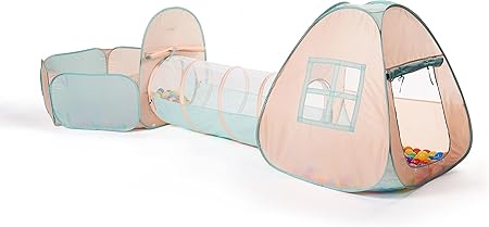 UTEX 3 in 1 Pop Up Play Tent with Tunnel, Ball Pit for Kids, Boys, Girls, Babies and Toddlers, Indoor/Outdoor Playhouse
