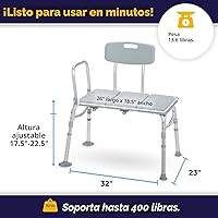 Vista 4 de Drive Medical plástico transfer Banco, Gris, 12011KD-1, Sin empaque de fábrica, Gris, 1, 1