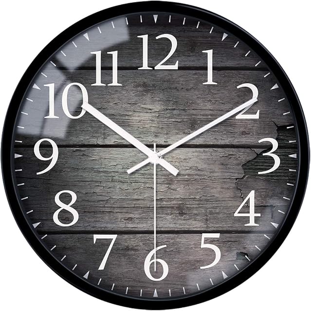 VIKMARI 12 Inch Silent Non-Ticking Wall Clock Retro Arabic Numerals Decorative Round Glass Wall Clocks Battery Operated Indoor Clocks Home Decor Wall Clock - Vintage Pattern