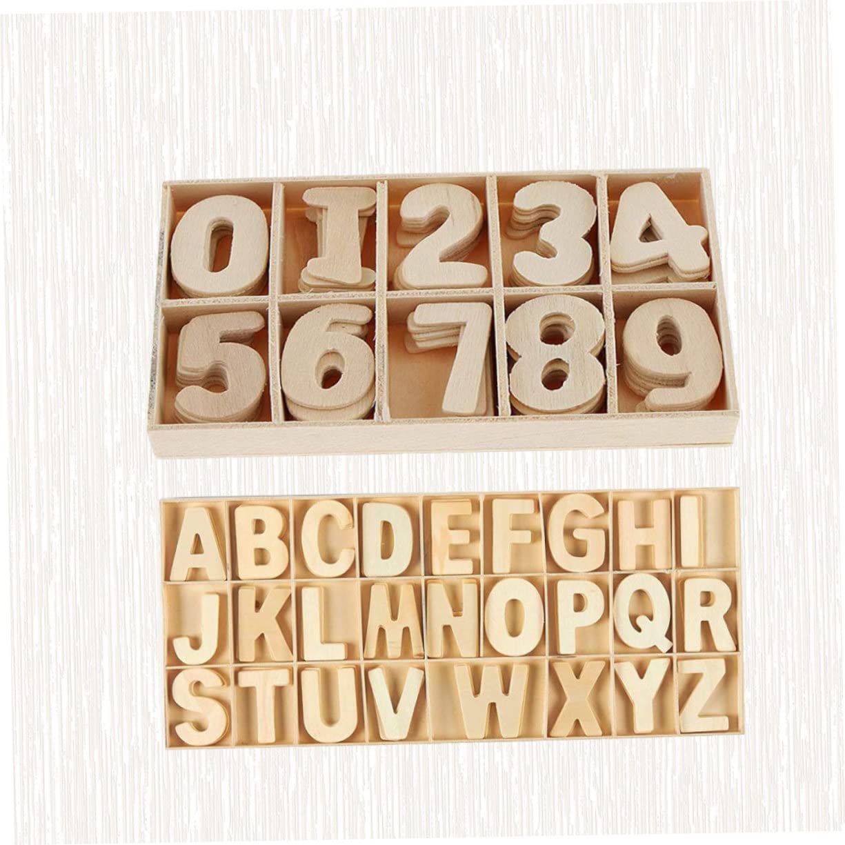 VILLCASE 2sets Lettere e Numeri Legno Non Verniciato Strumenti Educativi Per Insegnamento Alfabeto e Dei Numeri Per Decorazioni Di Matrimonio e Fai Te