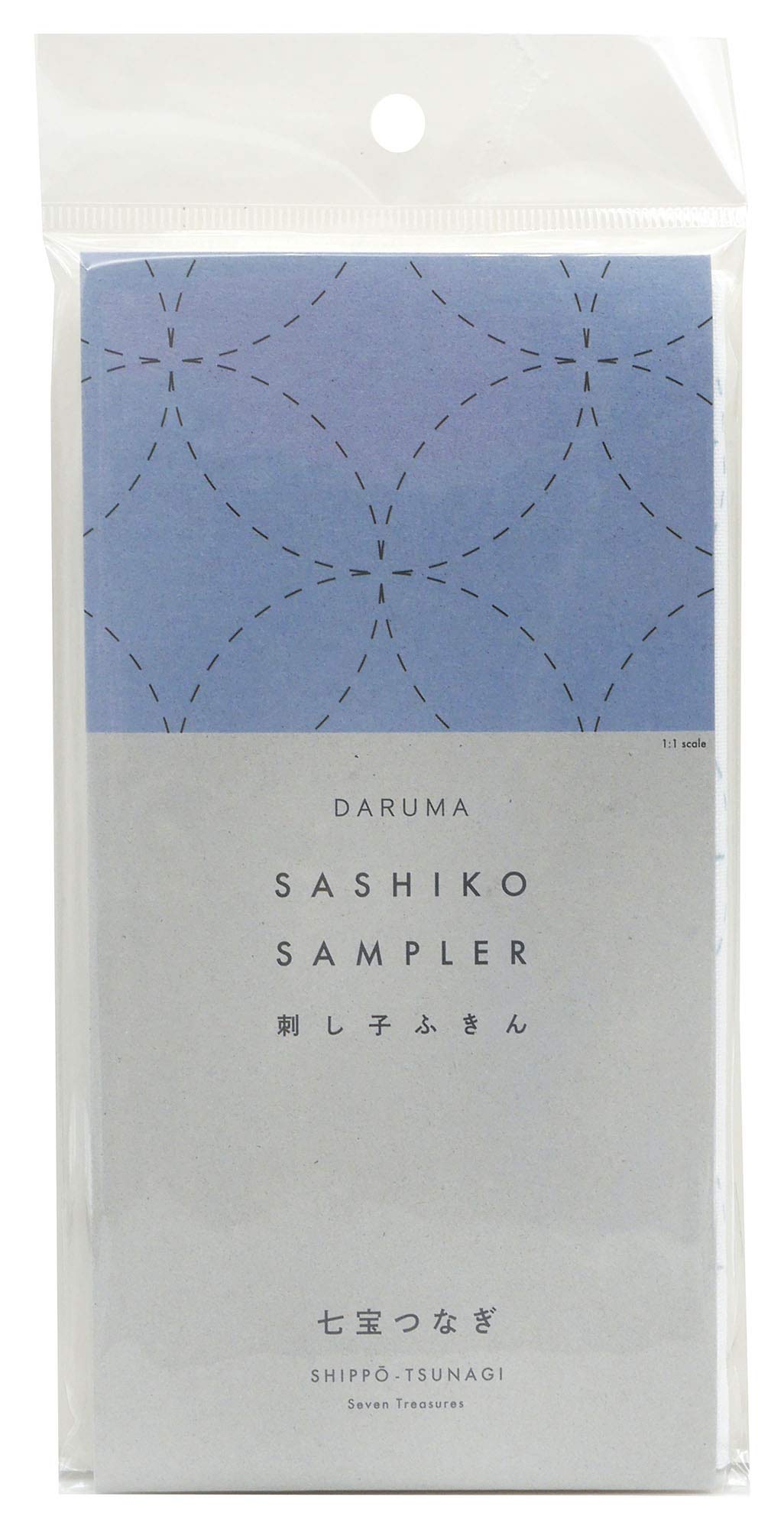 Yokota Daruma Sashiko Cloth Sashiko Fabric - Pre-Printed Sashiko Sampler - White with English Instruction Inside (White SHIPPO-TUNAGI)