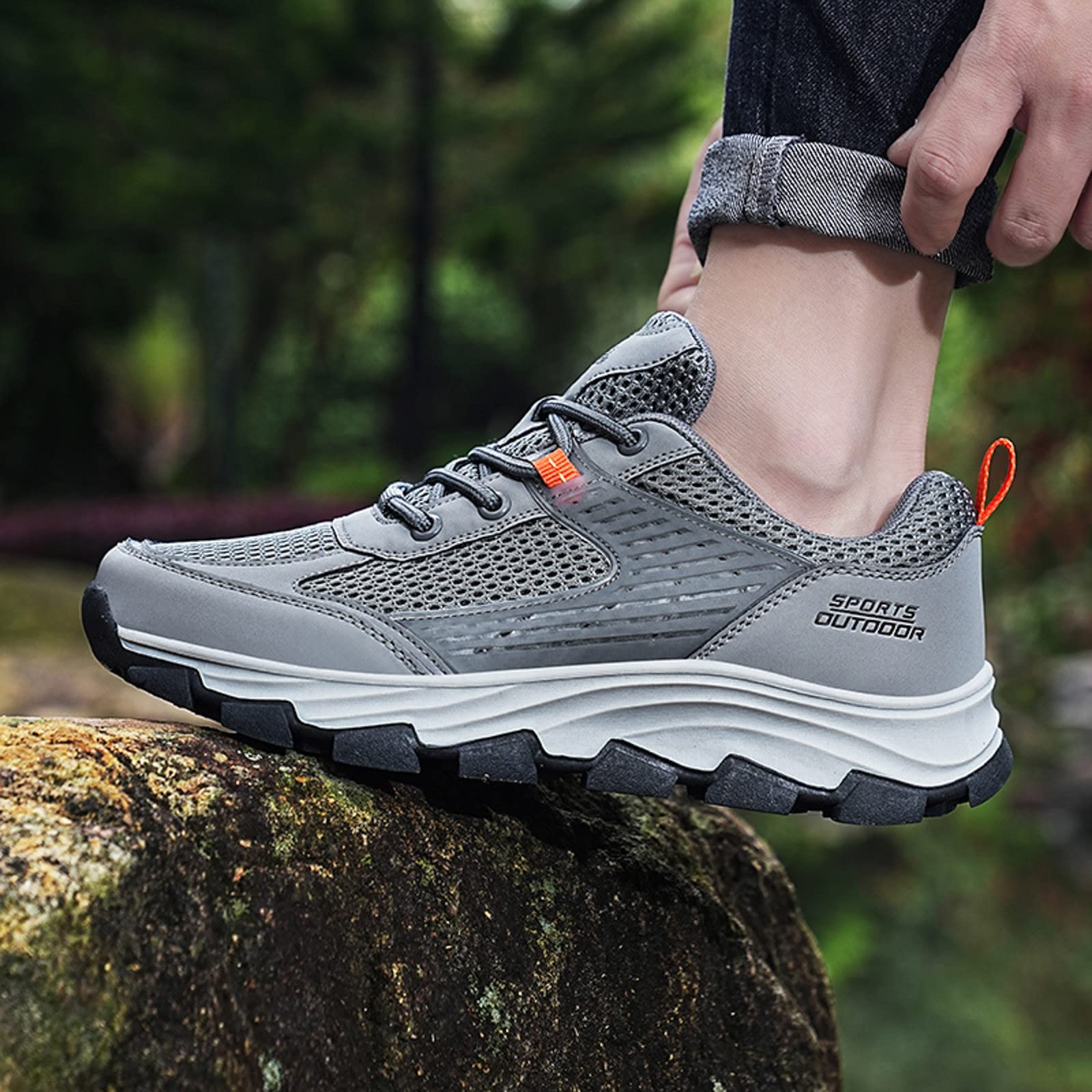 Zapatillas de senderismo para hombre, ligeras, con cordones