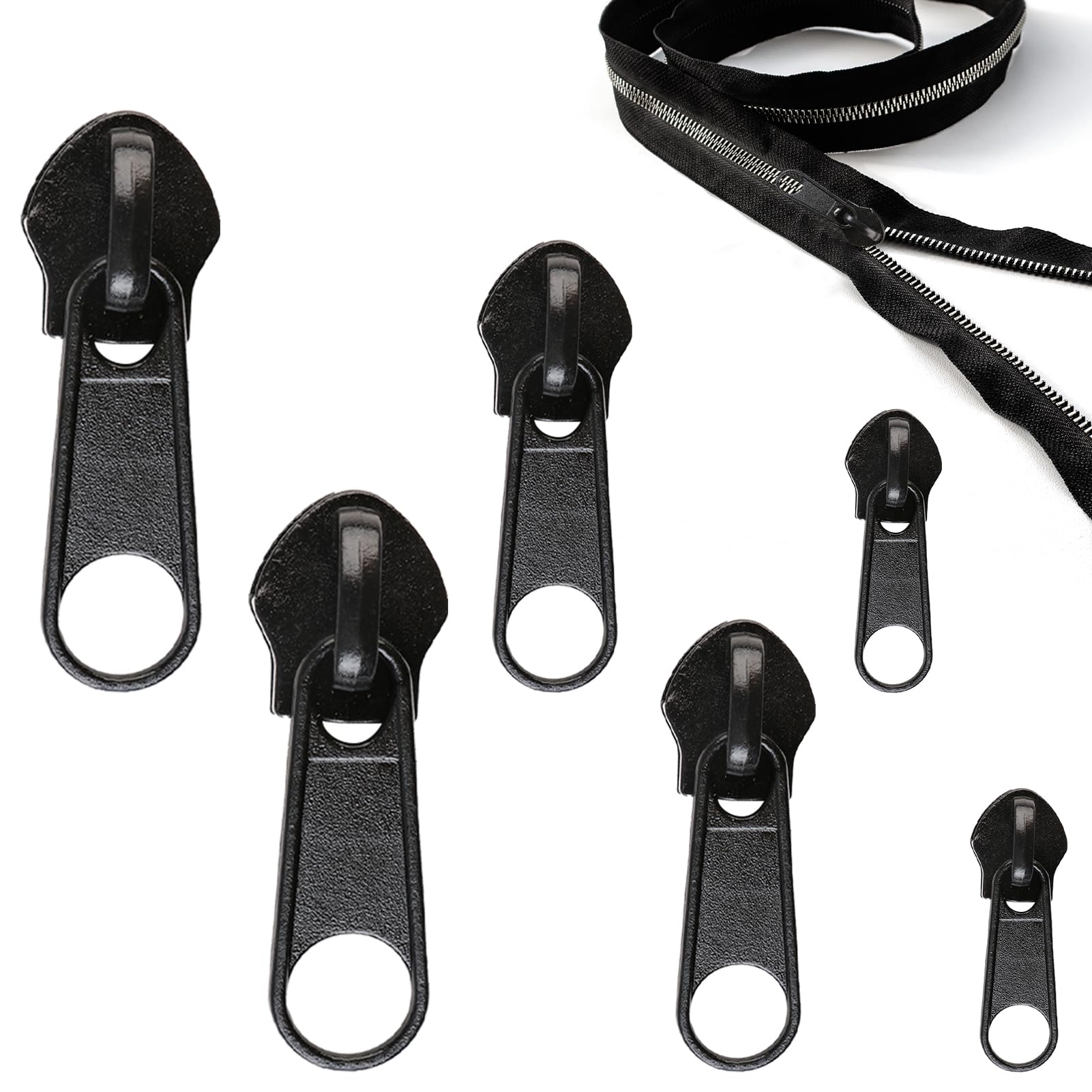 GBULTR6PCS Zipper Repair Kit Universal Quick Fix Puller Replacement for Sizes #3#5#8 Zippers Instant Rescue for Luggage Backpacks Jackets Jeans Tents Sleeping Bags Black No Tools Needed Multipack