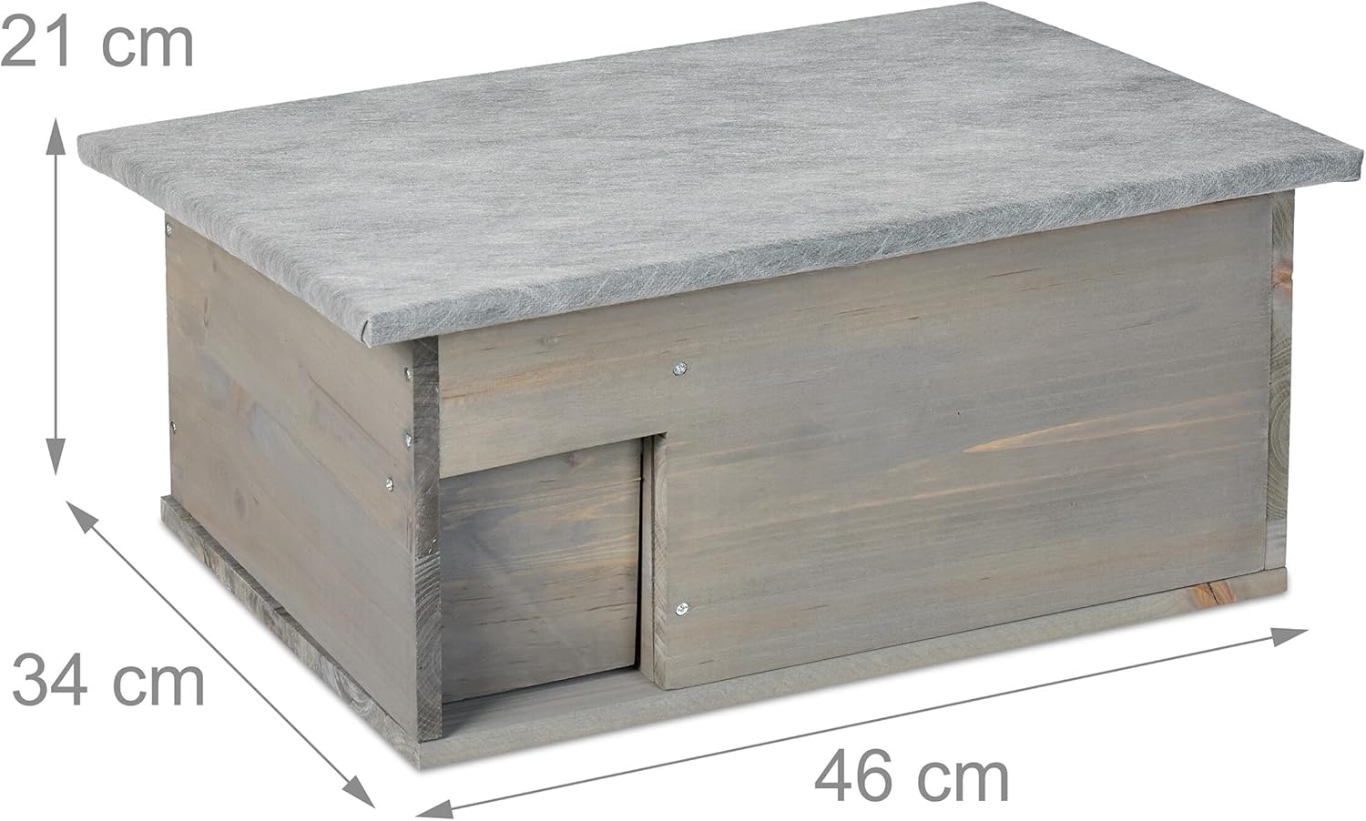 Relaxdays Hedgehog Shelter Winter-Proof, Building Kit, Cat-Proof, Flap & Labyrinth Entry, HWD 21x46x34 cm, Wood