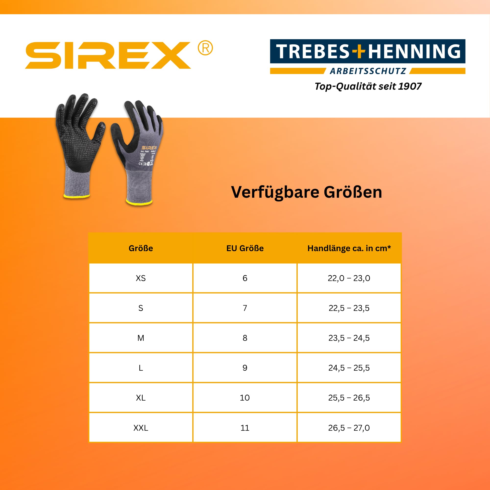 Sirex T685 Grip-Arbeitshandschuhe mit Noppen, 12 Paar - Touchscreen-fähig, Nitrilschaum-Beschichtung & Kunststoffnoppen für Halt, Oeko-Tex 100, Montagehandschuhe EN 388 & EN 407