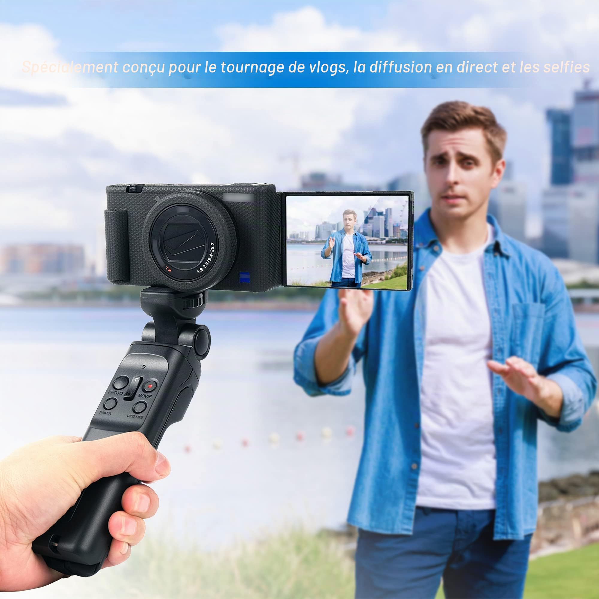JJC Poignée de Prise de Vue et trépied avec Télécommande pour Sony a7 IV a1 ZV-1 RX100 VII, RX100 VI, RX100 VA, RX100 V, RX100 IV, a9 II, a9, a7S III, a7S II, a7S - pour Sony GP-VPT1