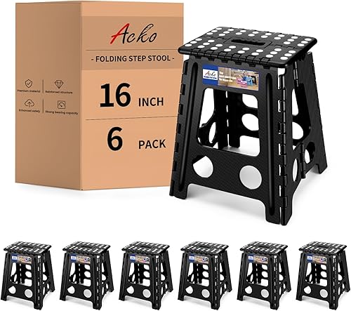 Miniatura 31 de ACKO Taburete plegable – Taburete plegable de alta calidad de 13 pulgadas de altura para niños y adultos, taburete de cocina, jardín, baño, 10
