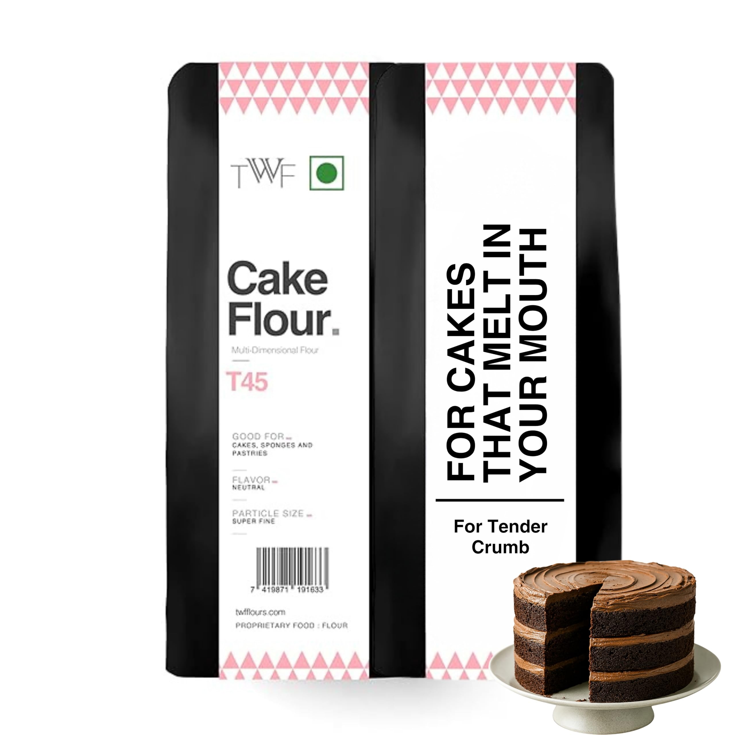 TWF Cake Flour T45 | 1 kg | Professional Unbleached Fine Flour | Engineered for Light, Fluffy Cakes, Muffins & Pastries | Non-GMO | Ideal for Home Bakers & Pastry Chefs | Bake Perfect Cakes Every Time |