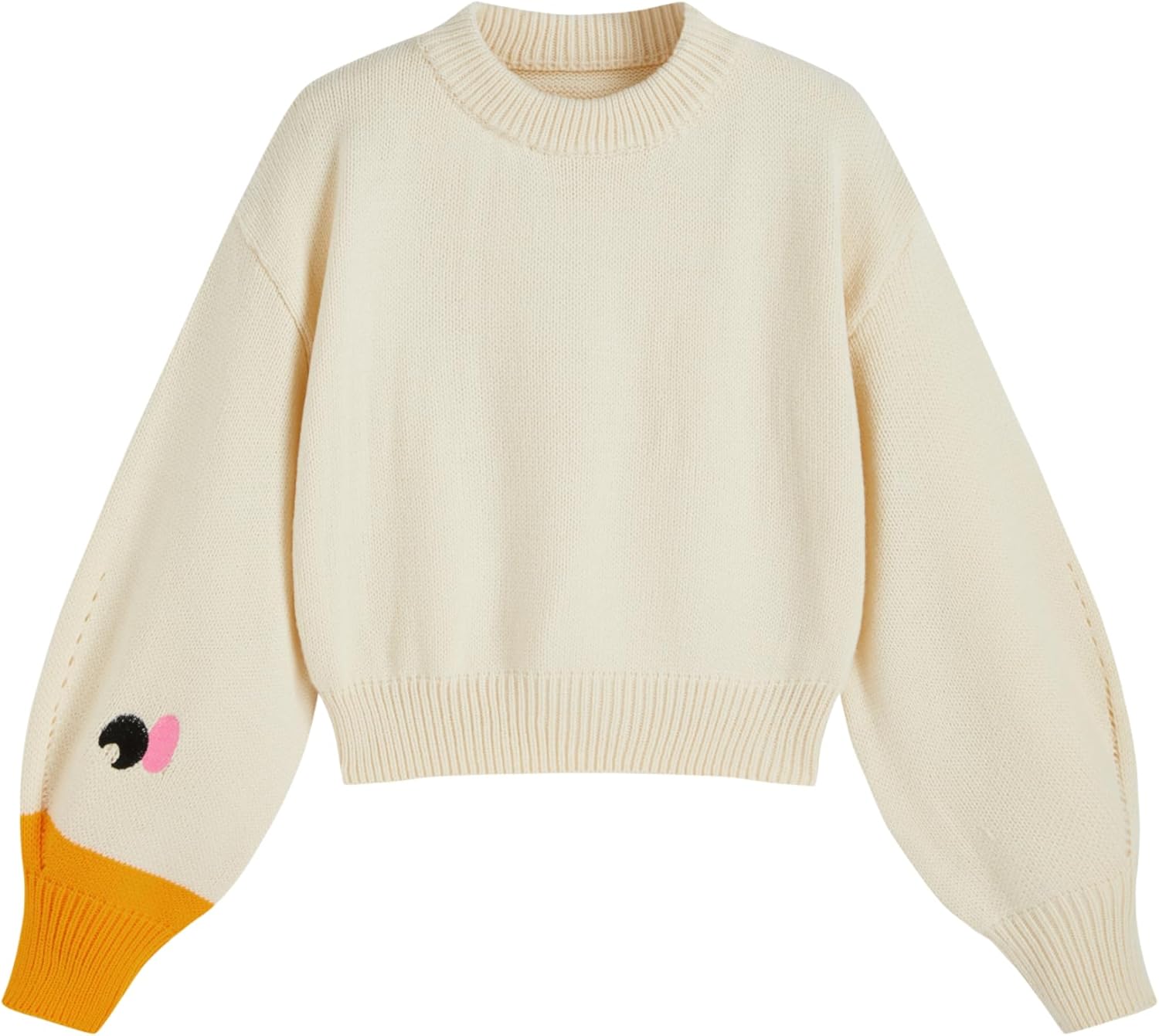 CIDER Women’s Goose Graphic Sweater Cute Knit Chunky Cropped Sweater Pullover Tops