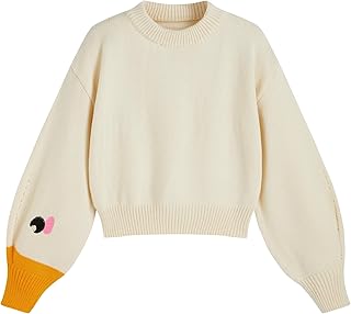 Women’s Goose Graphic Sweater Cute Knit Chunky Cropped Sweater Pullover ...