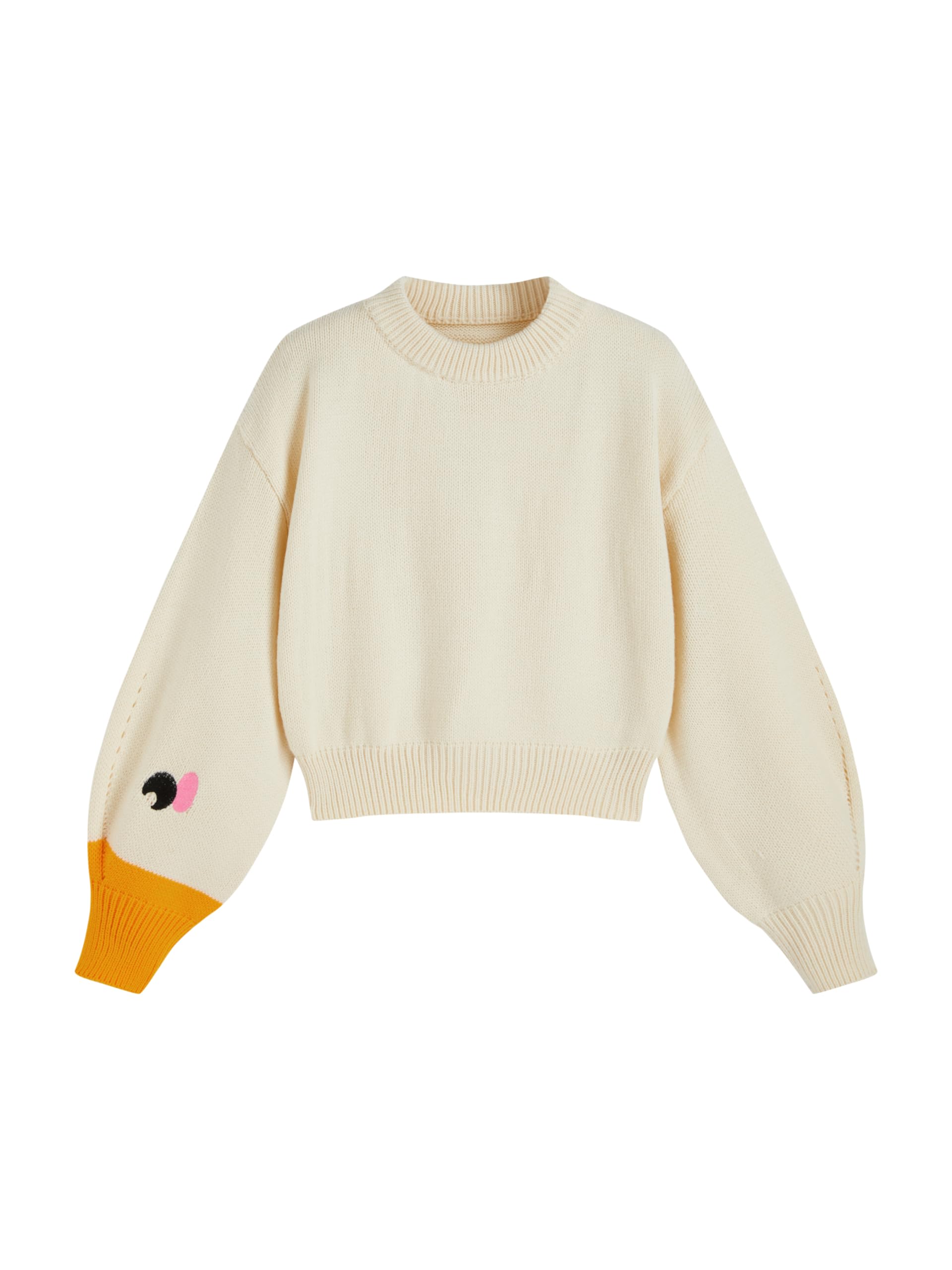 CIDER Womens Goose Graphic Sweater Cute Knit Chunky Cropped Sweater Pullover Tops